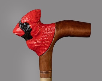 Fashionable Red Cardinal Bird Walking Stick Unique Walking Cane for Men and Women Fancy Canes and Designer Walking canes Custom Costume