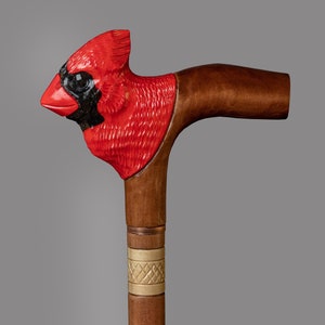 Fashionable Red Cardinal Bird Walking Stick Unique Walking Cane for Men and Women Fancy Canes and Designer Walking canes Custom Costume