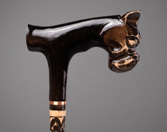 Black Bulldog Walking Cane, Unique Handcrafted Fancy Walking Stick Exclusive Design Animal Head Handle Cane, Unusual Fashioable Stylish Cane