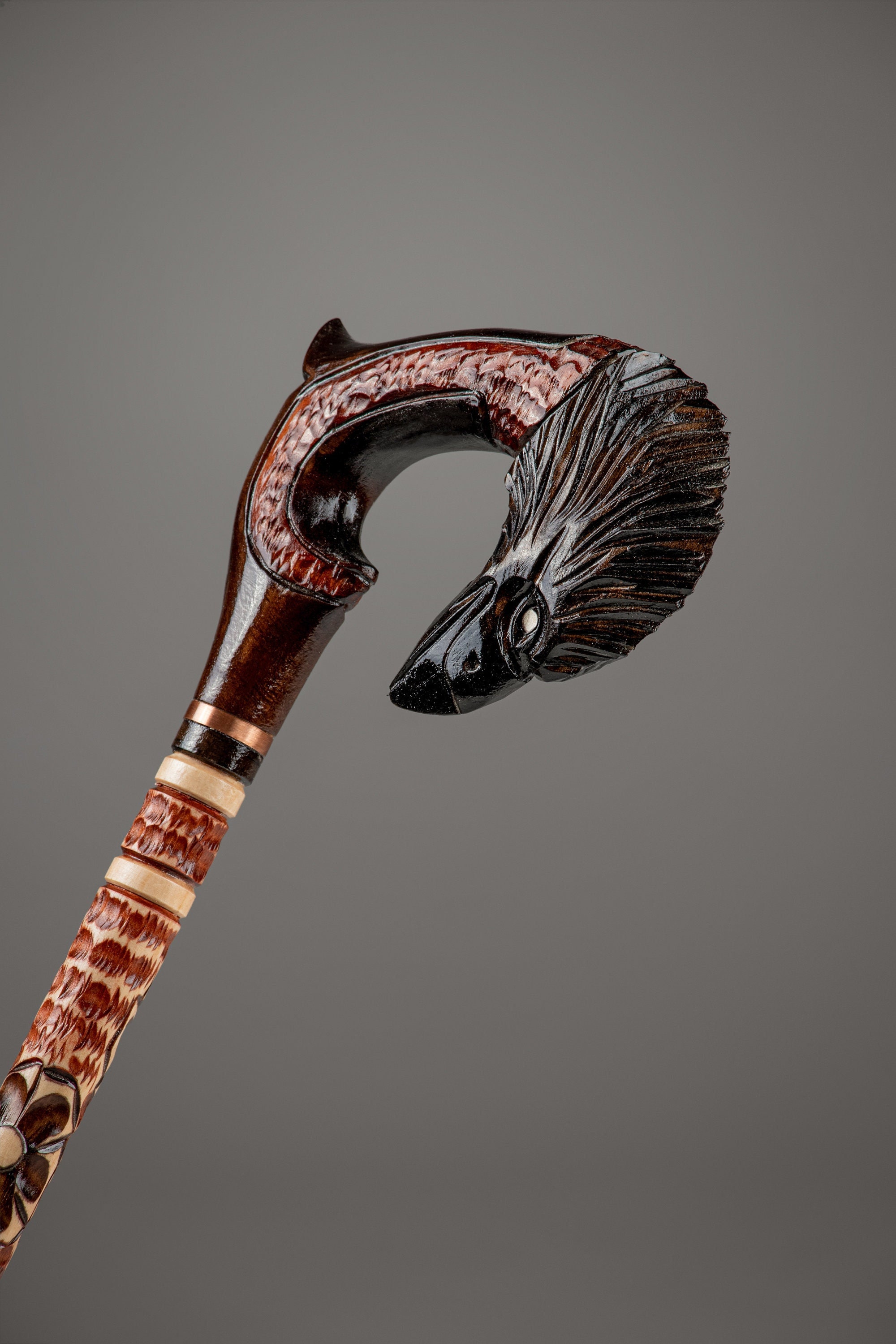 Raven Cane Walking Stick Wooden carved Hand Head Walking Cane Old People, Unique canes, Carved Cane for Men and Women Stylish