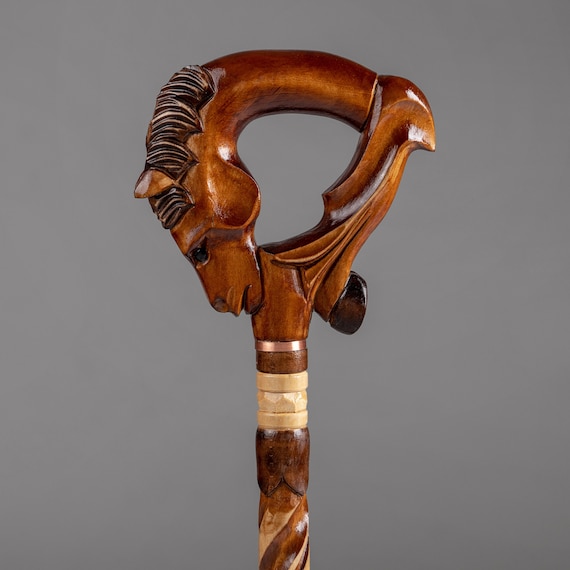 Horse Head Walking Stick Handmade Wood Carved Horse Walking Etsy