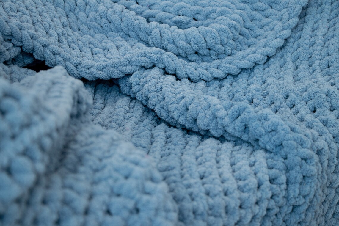 Navy Chenille Blanket Super Soft Chunky Knit Throw Blanket Etsy