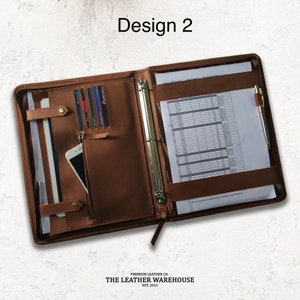 Personalized Leather Portfolio for men Leather organizer with zipper Custom Company padfolio gifts