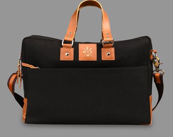 Leather Canvas Bag Messenger Bag Stylish 13”,14”,15”,16inch Laptop Bag  Aesthetic Travel Weekend Bag Gift for Him