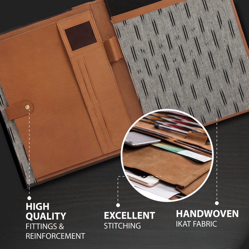 Business Leather Portfolio Leather Padfolio With Custom Logo Etsy