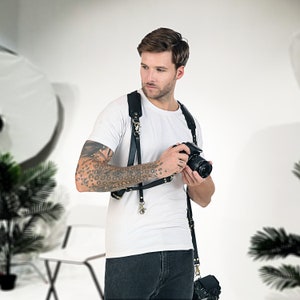Dual Leather Camera Strap Double Camera Harness Carry Comfort: Double Shoulder Camera Strap Money Maker Multicamera Strap