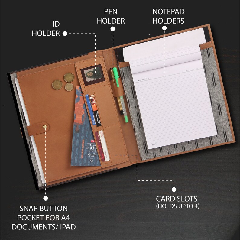 Business Leather Portfolio Leather Padfolio With Custom Logo Etsy