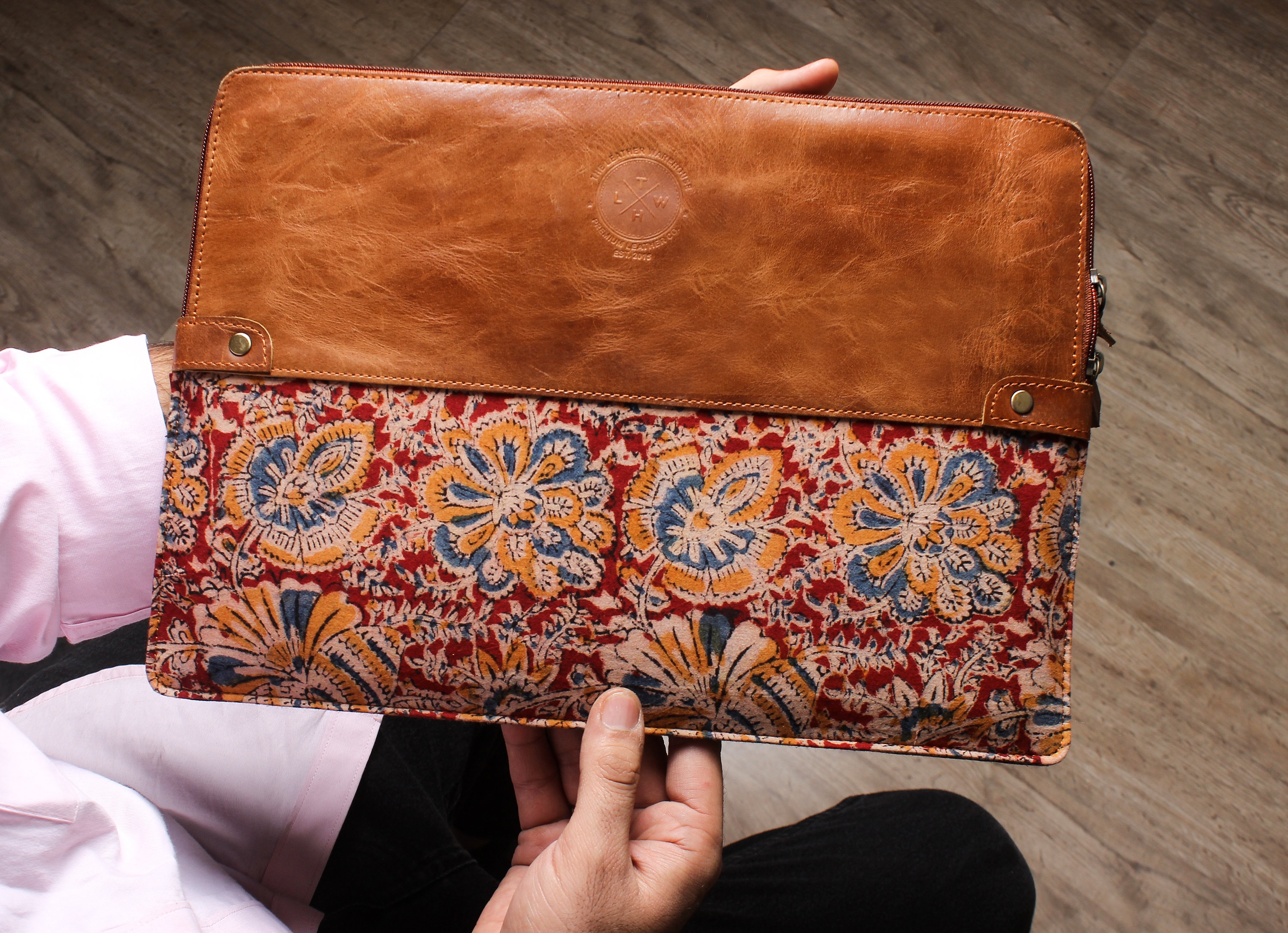 Personalized laptop sleeve Leather and fabric sleeve for Etsy