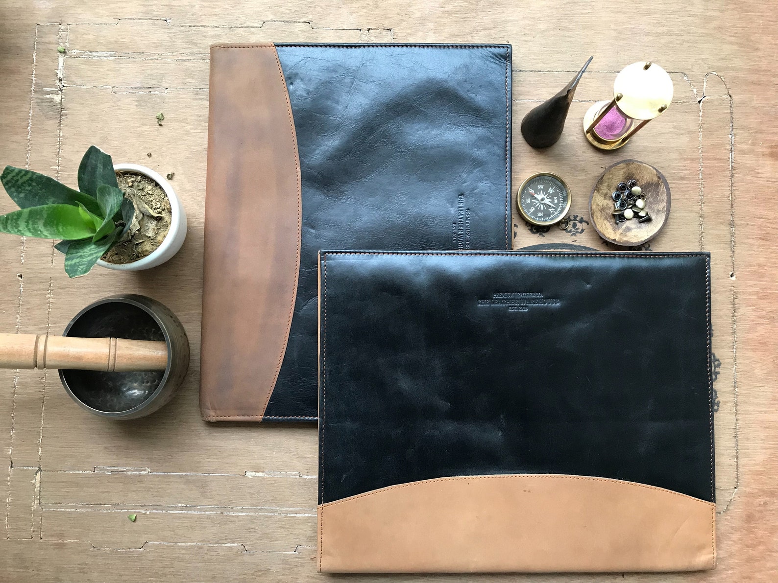 Handmade Leather Padfolio Portfolio for Men Konferenzmappe Etsy