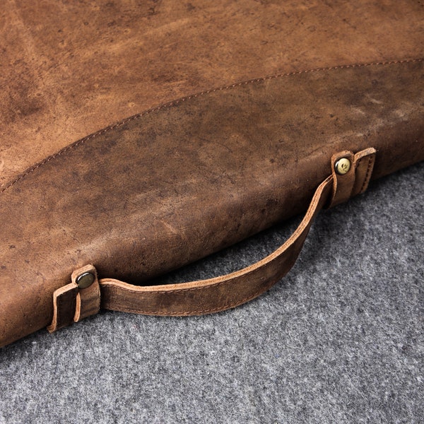 Leather portfolio handle, leather handle on folder for holding it like a briefcase, Briefcase handle for portfolios