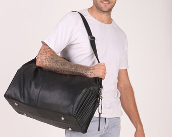 Handgefertigte Leder-Reisetasche mit Taschen, Wochenend-Urlaubstasche, Urlaubsreisetasche, bestes Geschenk für Männer und Trauzeugen