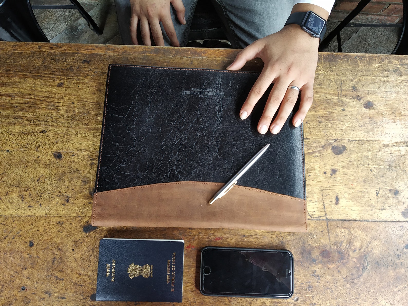 Handmade Leather Padfolio Portfolio for Men Konferenzmappe Etsy