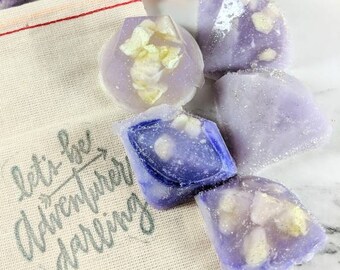 Mini Amethyst Crystal Soap Gems, 6 Piece Gemstone Soap Set, Geode Soaps, Novelty Gemstone Soaps, Glycerin Soap, Glitter Soap