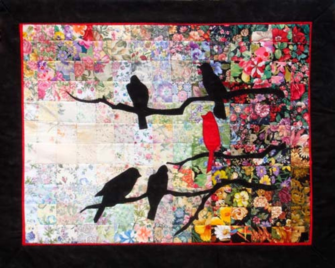 Red Bird Whims Watercolor Quilt Kit Precut 2 Squares Perfect for the Beginner Quilter or the