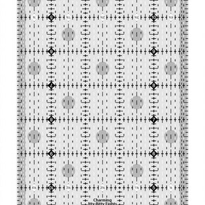 May include: A clear plastic quilting ruler with a grid pattern and circles. The ruler is marked in inches and has the text "Charming Itty-Bitty Eights!" and "Creative Grids" printed on it.