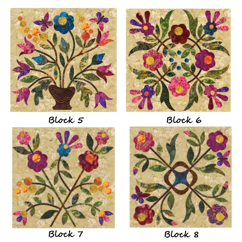 Laundry Basket Quilts Spring Bouquet Silhouettes Appliques Etsy