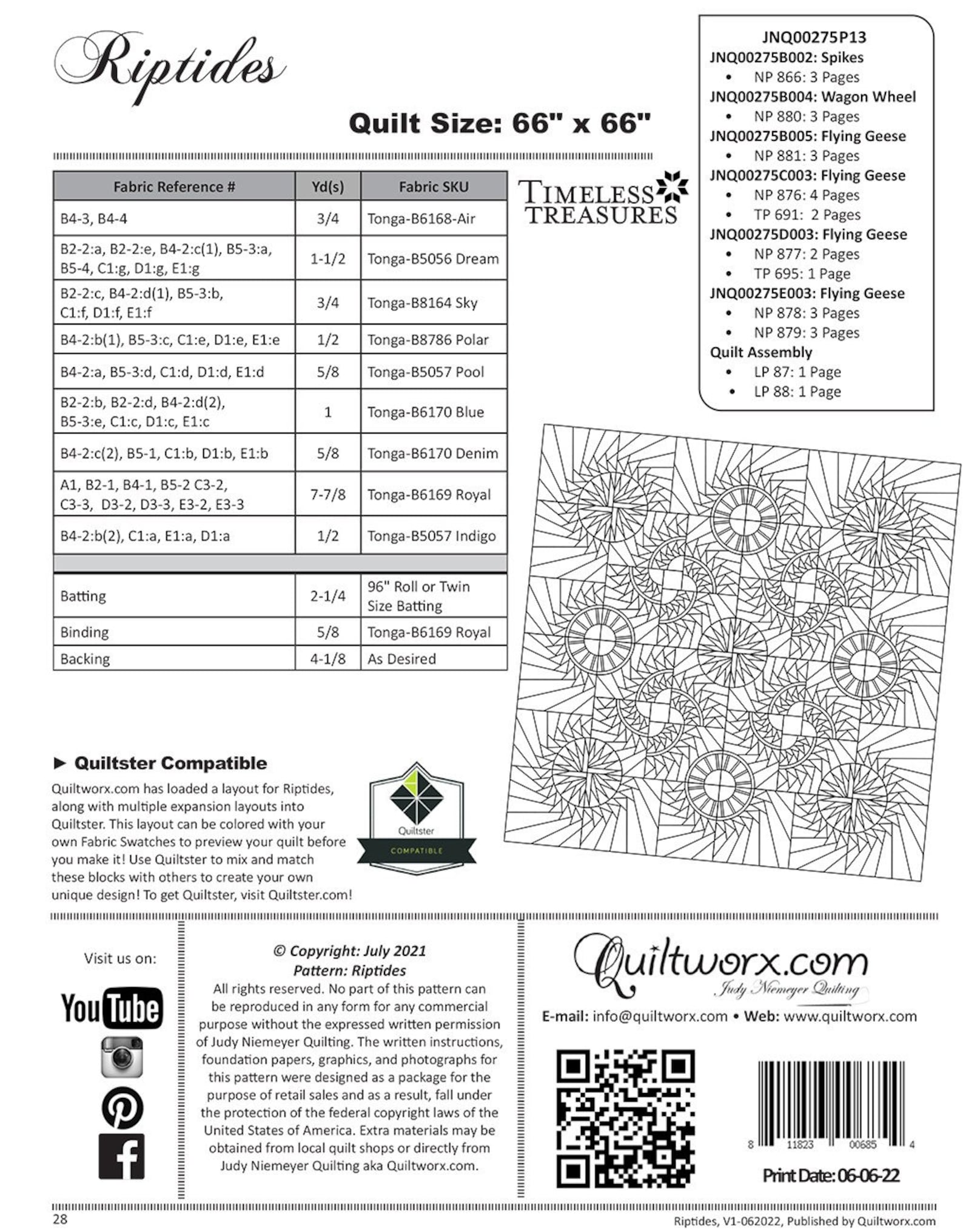 Quiltworx - Riptides - Pattern - New! - Etsy