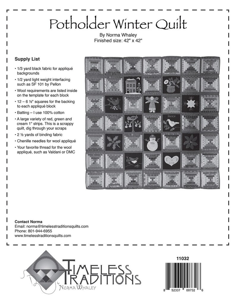 Toni Whitney Designs the Potholder Winter Quilt Pattern Etsy