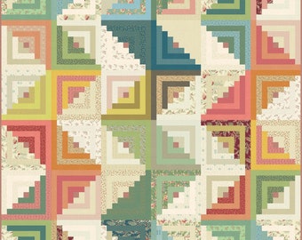 Laundry Basket Quilts - Scrappy Log Cabin - Pieced Pattern