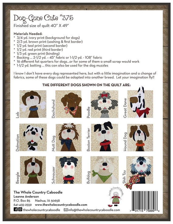 Whole Country Caboodle Dog Gone Cute Applique Kit New