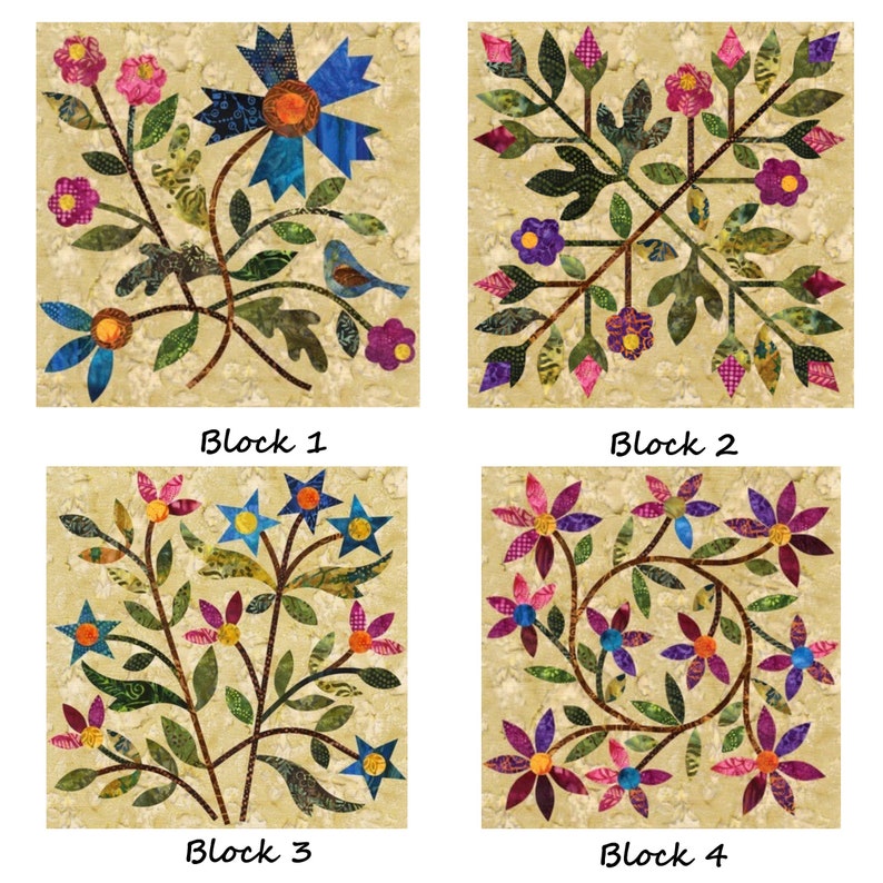 Laundry Basket Quilts Spring Bouquet Silhouettes Appliques Etsy