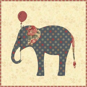 Laundry Basket Quilts, Elephant Pillow - Applique Pattern