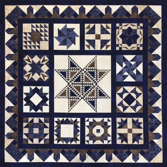 Checker Distributors Star Spangled in Blue Full Quilt Kit Etsy