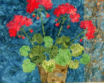 Laundry Basket Quilts, Geraniums - Raw Edge Pattern