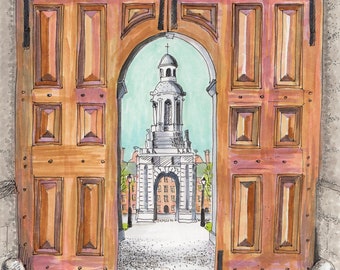 Trinity Gates, Dublin. 12"x10"