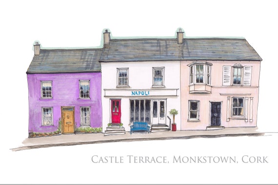 4-6 Castle Terrace, Monkstown, Cork. (Napoli) - Irish Gift - Unique Print of Monkstown, Cork, Ireland. Print size 12"x8"