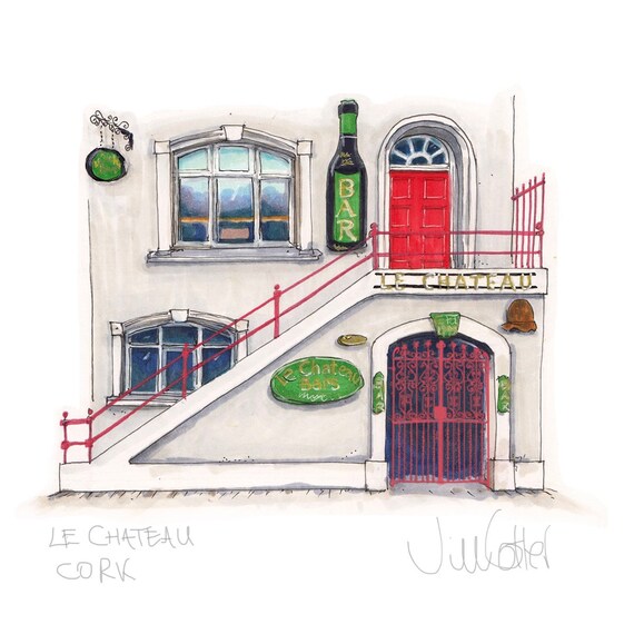 Le Chateau, Cork 7”x7", Print- Cork City - Ireland - Cork pub - Irish Art-Prints of Cork