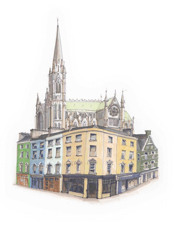 Cobh Cathedral and Casement Square. 12"x10", Cobh, Cork, Ireland - Cobh Prints Gifts