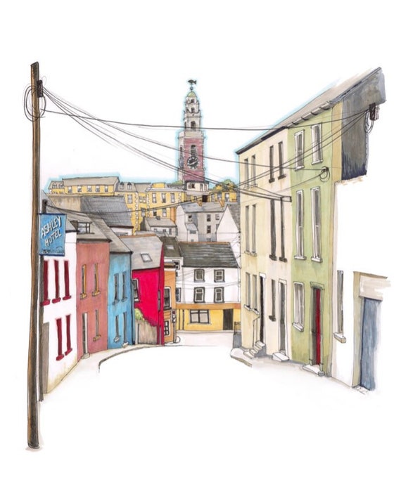 View of Shandon from Hardwick Street, Cork city, Cork, 10”x12”