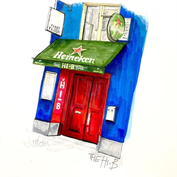 The HiB, Oliver Plunkett street, Cork City, Cork, 7”x7” Print- Cork City - Ireland - Cork pub - Irish Art-Prints of Cork