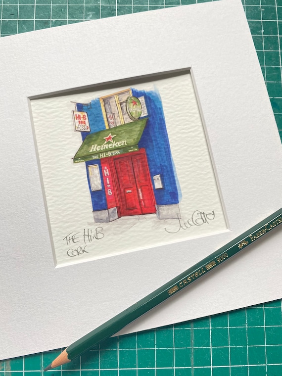 Cork City Pub Print, The HiB, Irish Art (7x7 Signed Print)