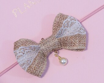 Burlap and Lace Bow Charm