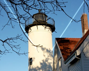 Lighthouse in dappled light, Martha's Vineyard, Massachusetts, USA