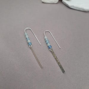 Earring hanging, stone, aquamarine, gemstone, handmade, silver sterling 925, hammered, sterling silver, gift, women, gift