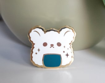 White Bear Onigiri Enamel Pin, gifts for her, cute bear pin, bear enamel pin,