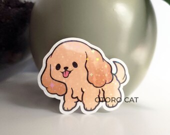 Holographic Waterproof Tan Cocker Spaniel Die Cut Sticker | Unique Pet Lover's Decal - Perfect for Laptops, Water Bottles, and More!