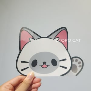 Adorable Siberian/Ragdoll Cat Peeker Sticker - Perfect for ereaders and cat lovers!