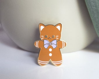 Lebkuchen Katze Emaille Pin, niedliches Tier Gold Abzeichen Anstecknadel, Geschenk, Schneemann, Winter Urlaub, Geschenke für Freunde, Geschenke für sie, Katzenliebhaber