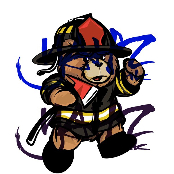 Firefighter Bear Art - Etsy