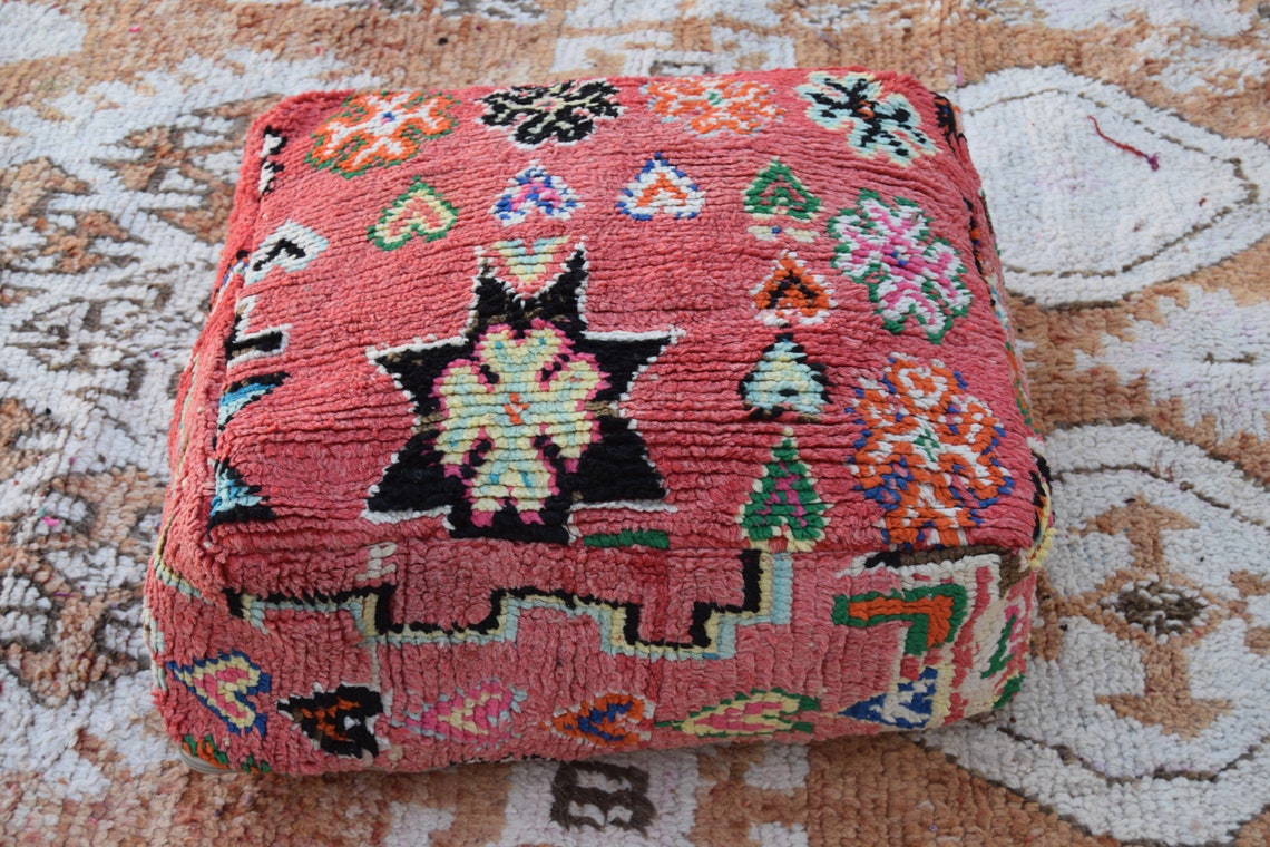 Kilim Pouf Handmade Sabra Pouf Moroccan Poufs Floor Pouffe Etsy