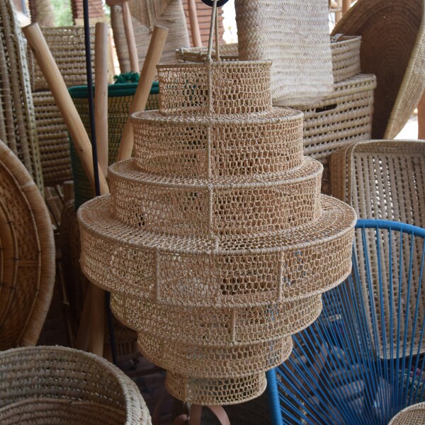 Wicker Chandelier Large Etsy