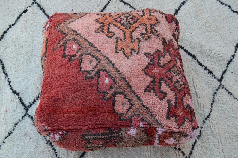 Gift Berber design Floor Handmade pouf Home decor Kilim pouf Square furniture Vintage Home chair Moroccan pouf Embroidered