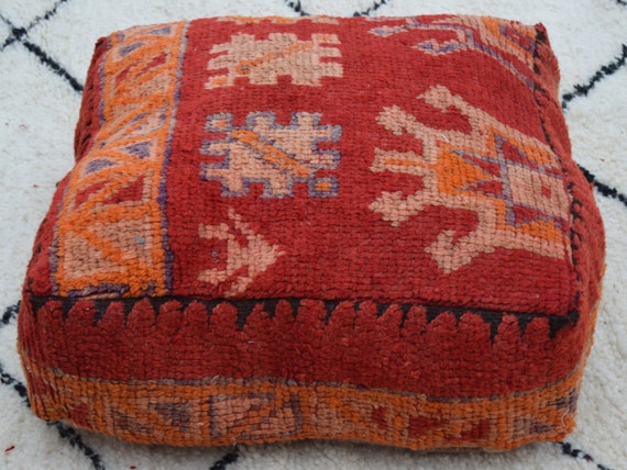 furniture moroccan pouf Kilim pouf Vintage Handmade poufs Square design Embroidered Berber pouf Home decor kilim Moroccan pouf Home chair