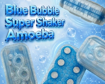 Super Shaker Amoeba Slider, Fidget Slider, 3D Printed EDC Clicker, Pocket Desk Fidget Toy - blue bubble