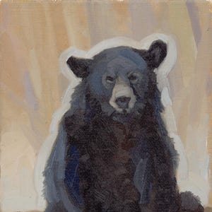 cute black bear art print - woodland animal illustration - nursery wall decoration