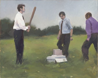 Office Space Print: Oil Painting on Canvas, Workplace Humor